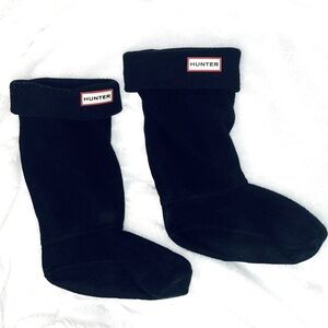 Hunter Kids Original Welly Black Fleece Boot Socks Black Size Large Boy Girl